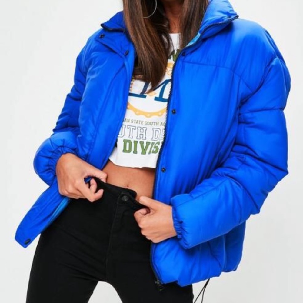 Missguided NWT Blue oversized puffer coat